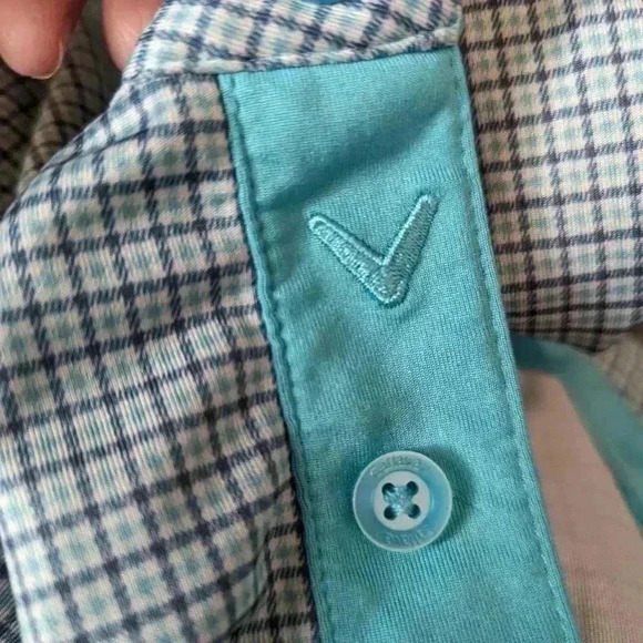 Callaway Golf Bluish Plaid Golf SHORT SLEEVE POLO SHIRT Medium Opti-Dri - Picture 8 of 9